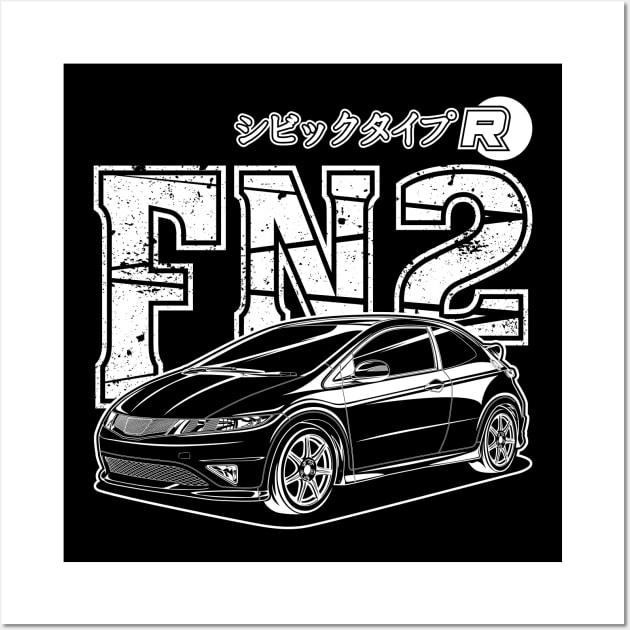 Civic Type R FN2 - White Print Wall Art by WINdesign